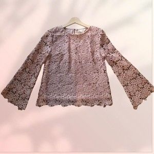 ADIVA Top Lace Pink Ball Long Sleeves Crochet Lined Size S